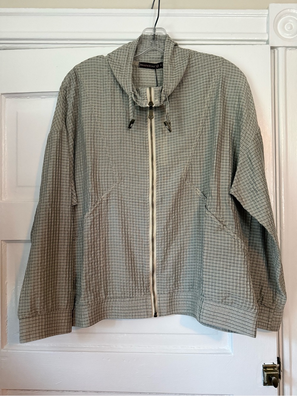 XCVI Plaid Zip-Up Utility Jacket in Sage Green